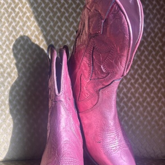 Free People Way Out West Pink Metallic Leather Cushion Ankle Cowboy Boots NEW 7 - Picture 10 of 16